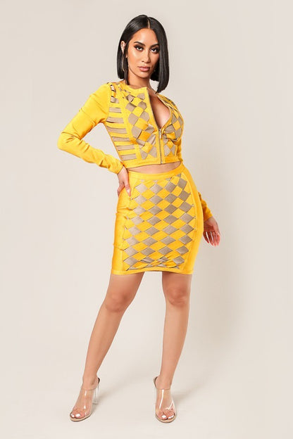 Honey Checkered Front Zipper Cropped Jacket - steven wick