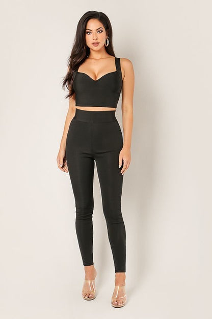 Black High Waisted Fitted Bandage Pants - steven wick