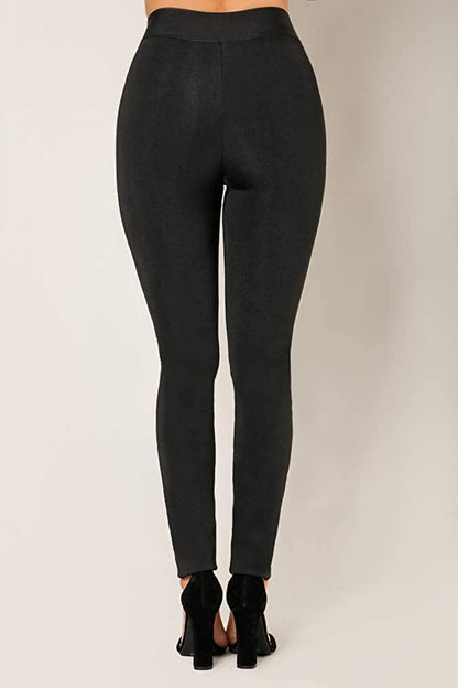 Black High Waisted Fitted Bandage Pants - steven wick