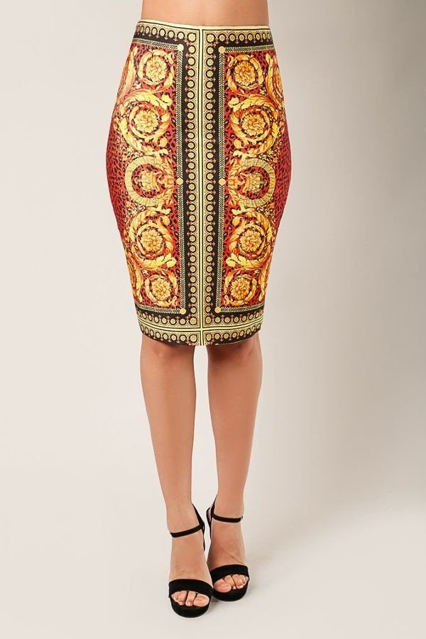 Red Leopard Print Bandage Pencil Skirt - steven wick