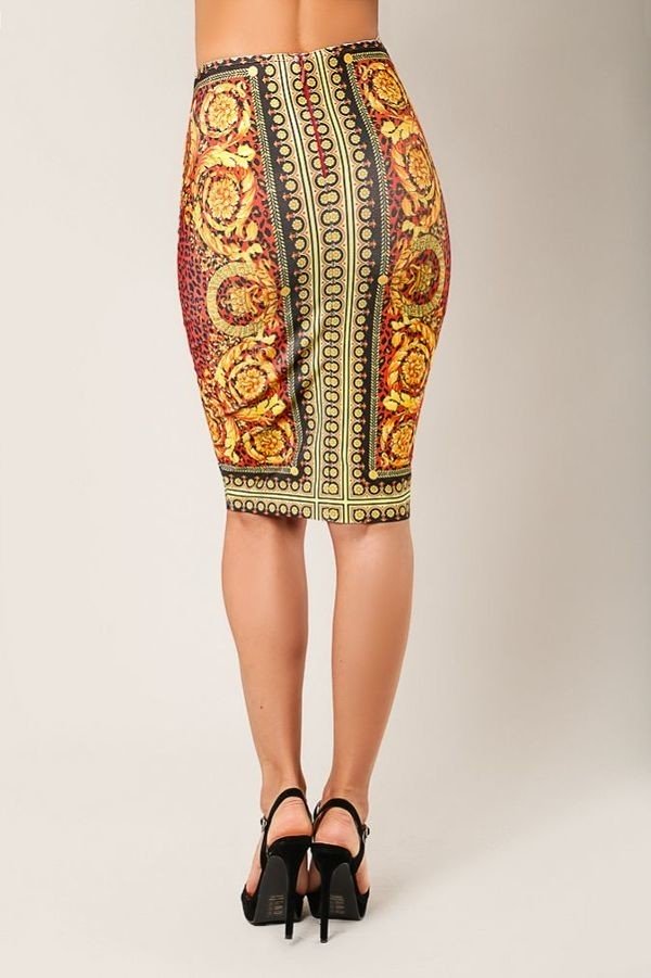 Red Leopard Print Bandage Pencil Skirt - steven wick