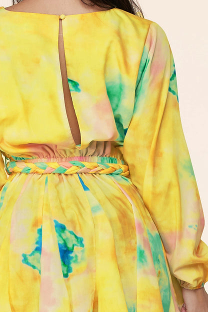 Long Sleeve Multi-Color Tie Dye Mini Dress - steven wick