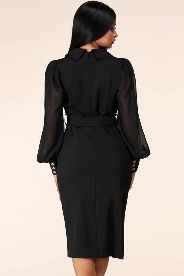 Long Sleeve Black Lace Blazer Dress - steven wick