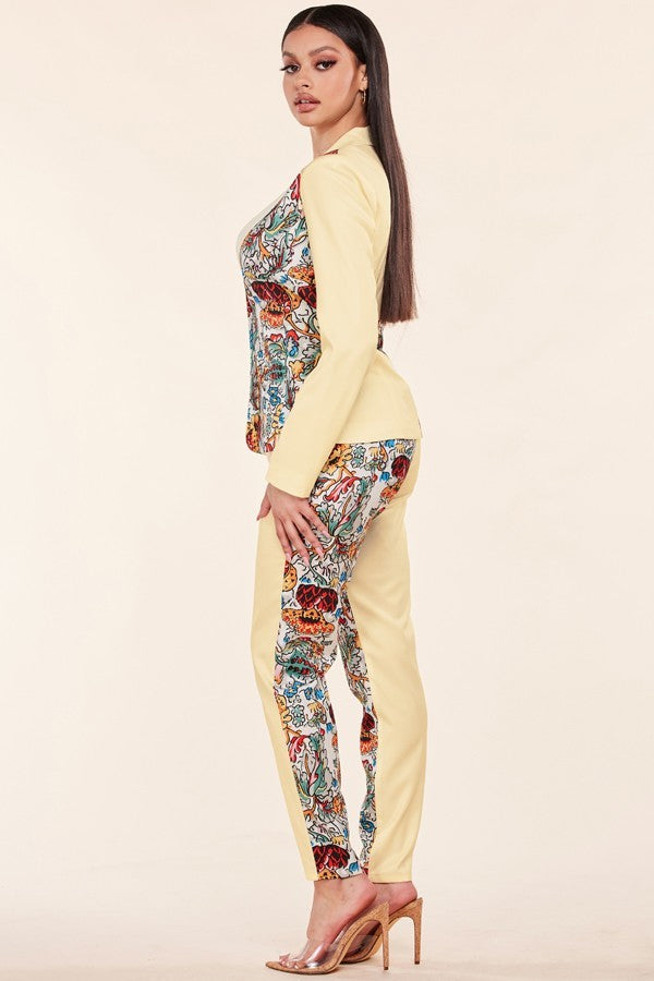 Spring Mix &amp; Match Two Piece Pant Suit - Multi Color - steven wick