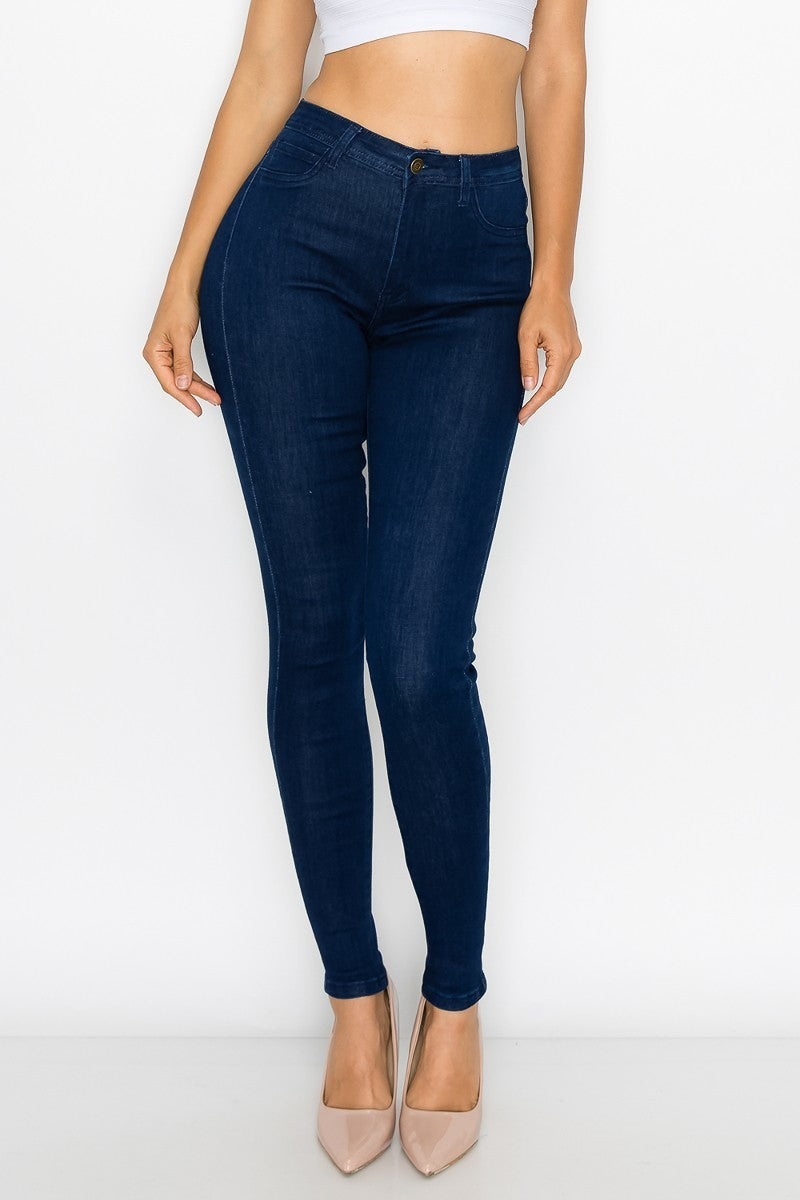 Blue  Denim High-Waist Skinny Jeans - steven wick