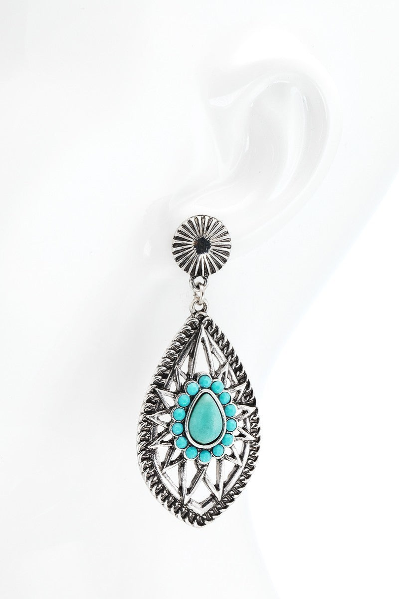 Turquoise Marquise Dangle Drop Earrings - steven wick