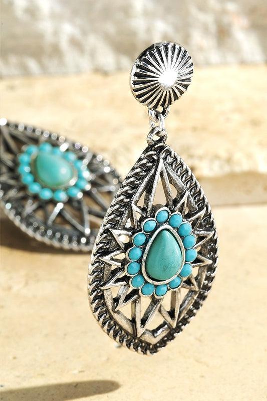 Turquoise Marquise Dangle Drop Earrings - steven wick