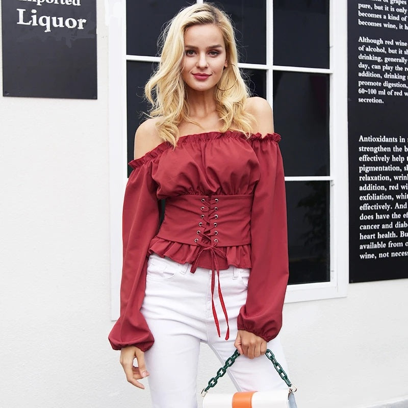 Blake Off Shoulder Lace-Up Corset Top - steven wick