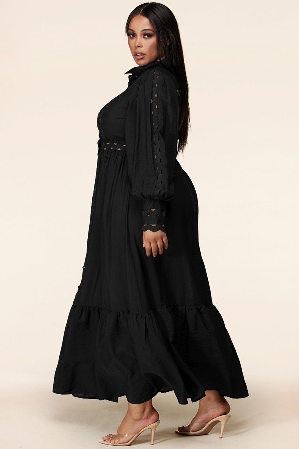 Plus-Size Black Whimsical Maxi Dress - steven wick