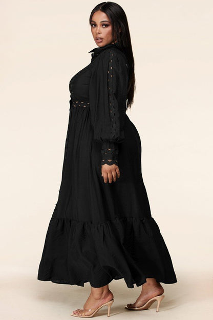 Plus-Size Black Whimsical Maxi Dress - steven wick