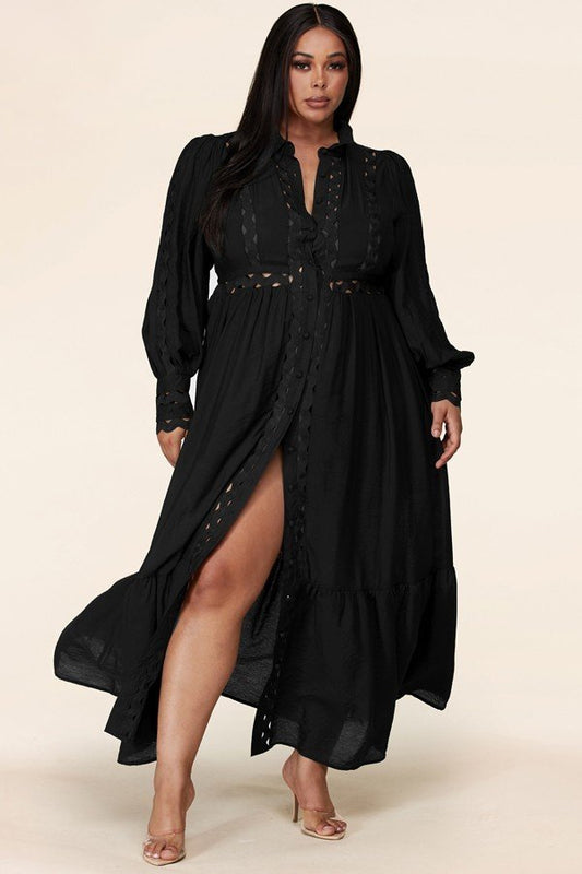 Plus-Size Black Whimsical Maxi Dress - steven wick
