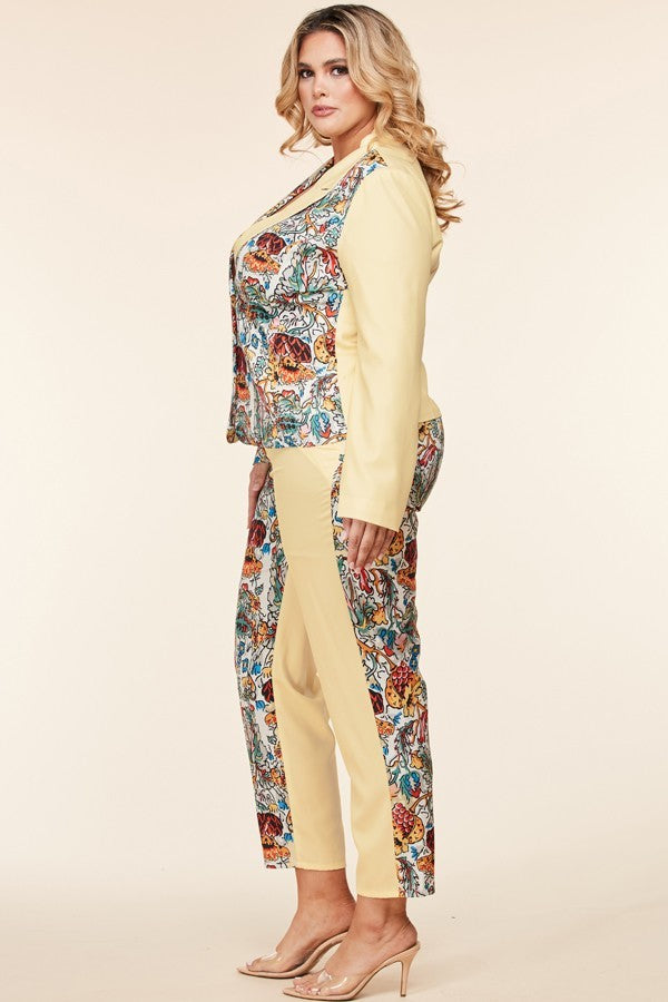 Plus Size Spring Mix &amp; Match Two Piece Pant Suit - Multi Color - steven wick