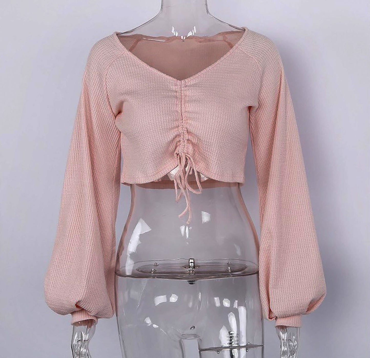 Pink Long Sleeve Knitted Crop Top - steven wick