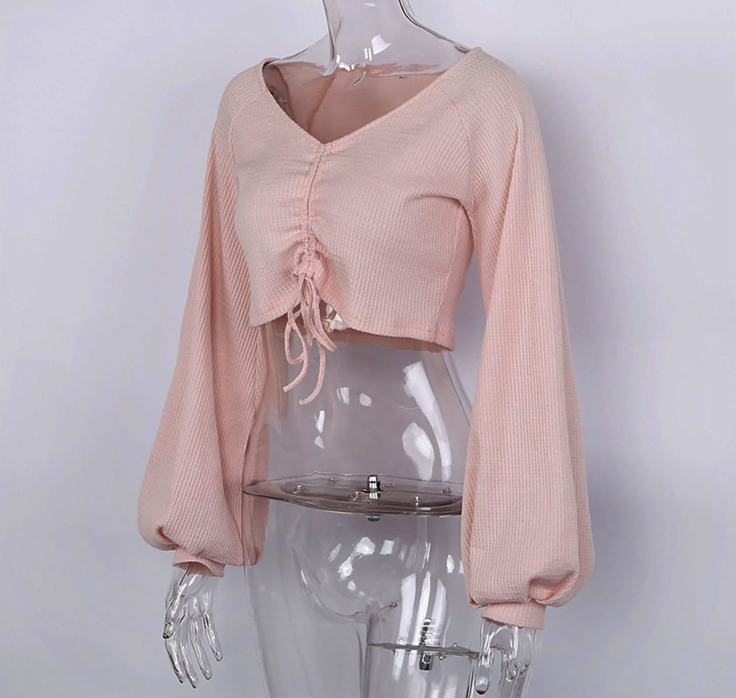 Pink Long Sleeve Knitted Crop Top - steven wick
