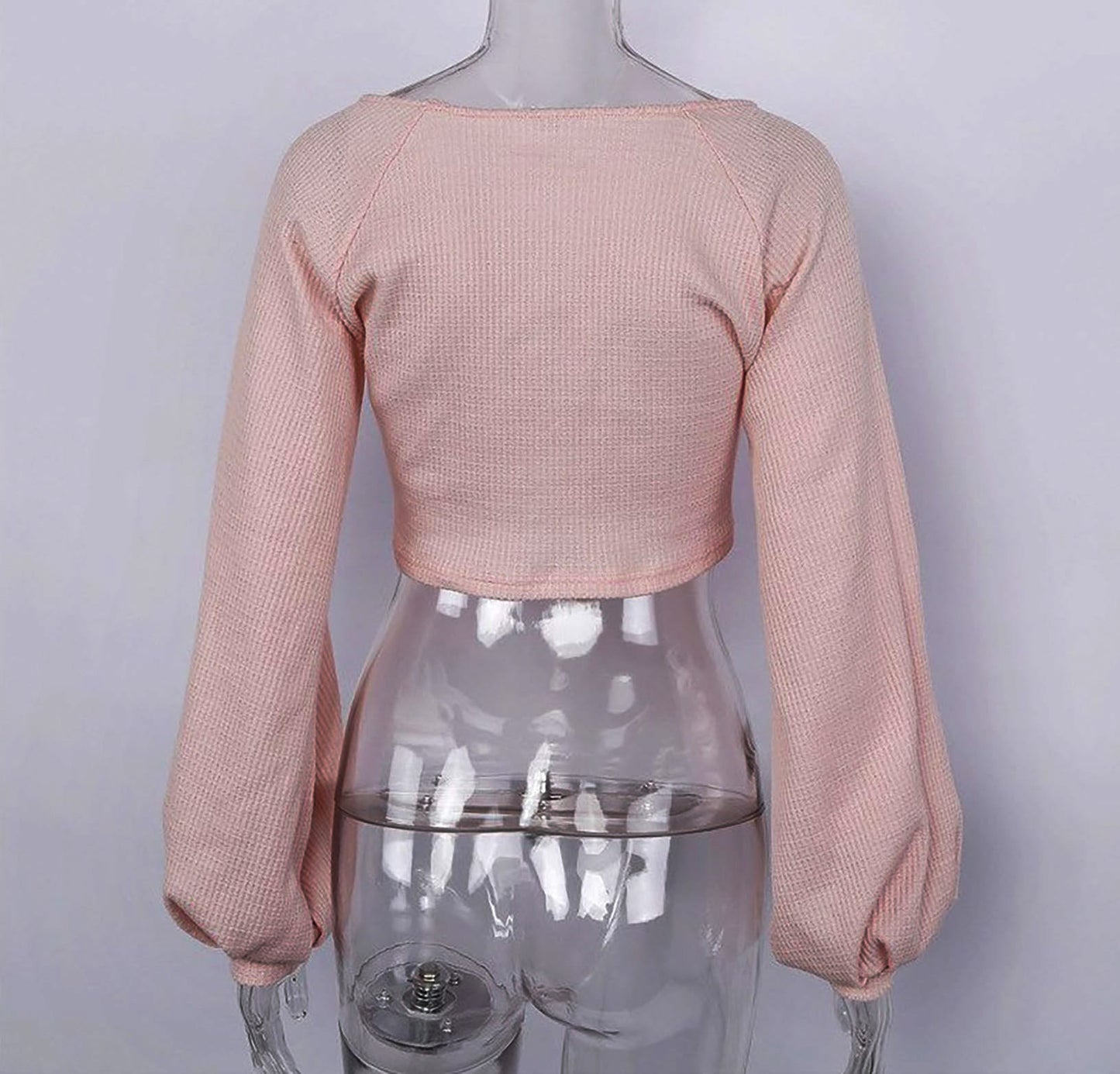 Pink Long Sleeve Knitted Crop Top - steven wick
