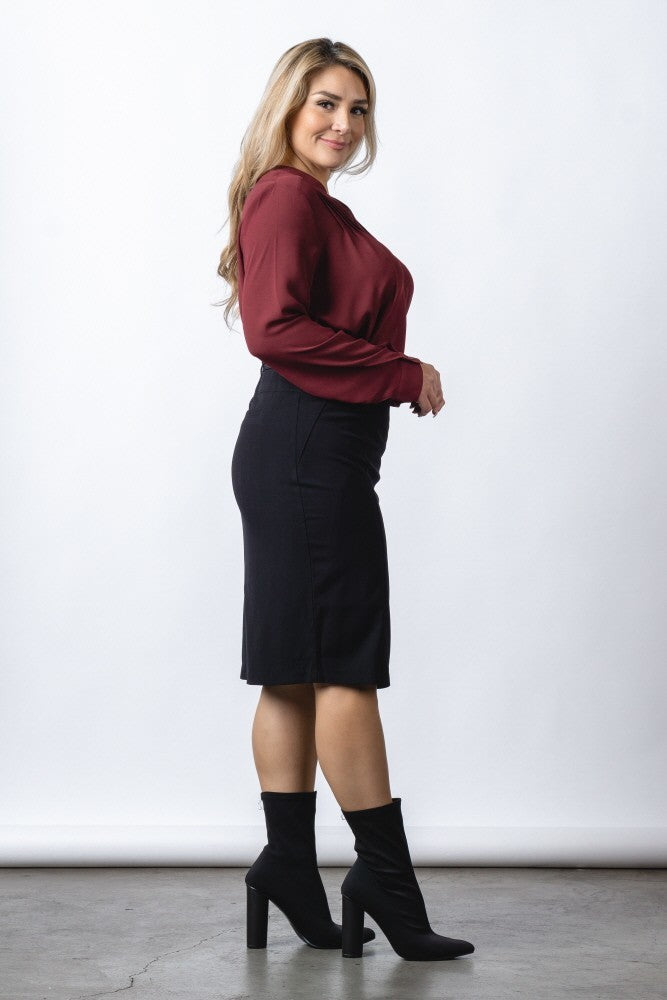 Women's Black Knee Length Pencil Skirt - steven wick
