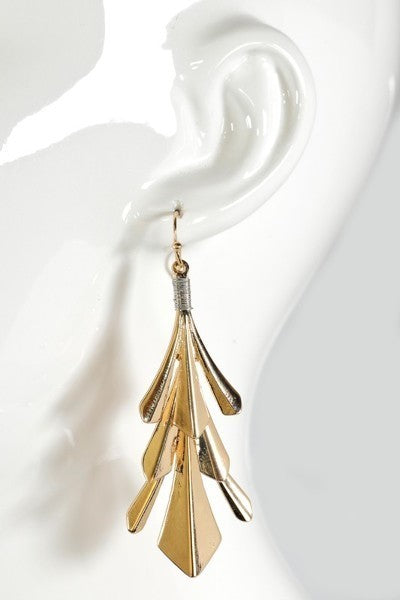 Gold Leaf Dangle Hook Earrings - steven wick