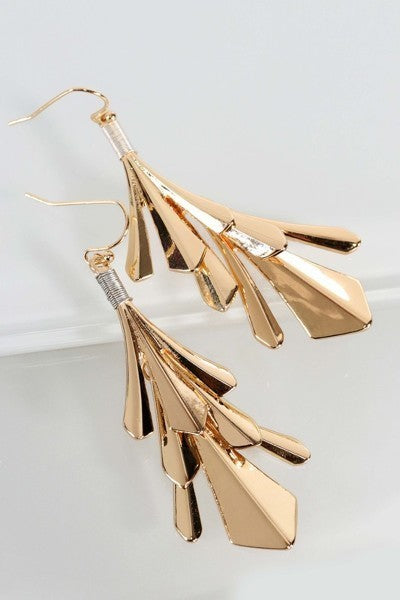 Gold Leaf Dangle Hook Earrings - steven wick