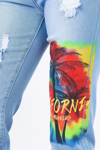 California Painting Slim Straight Jeans - steven wick