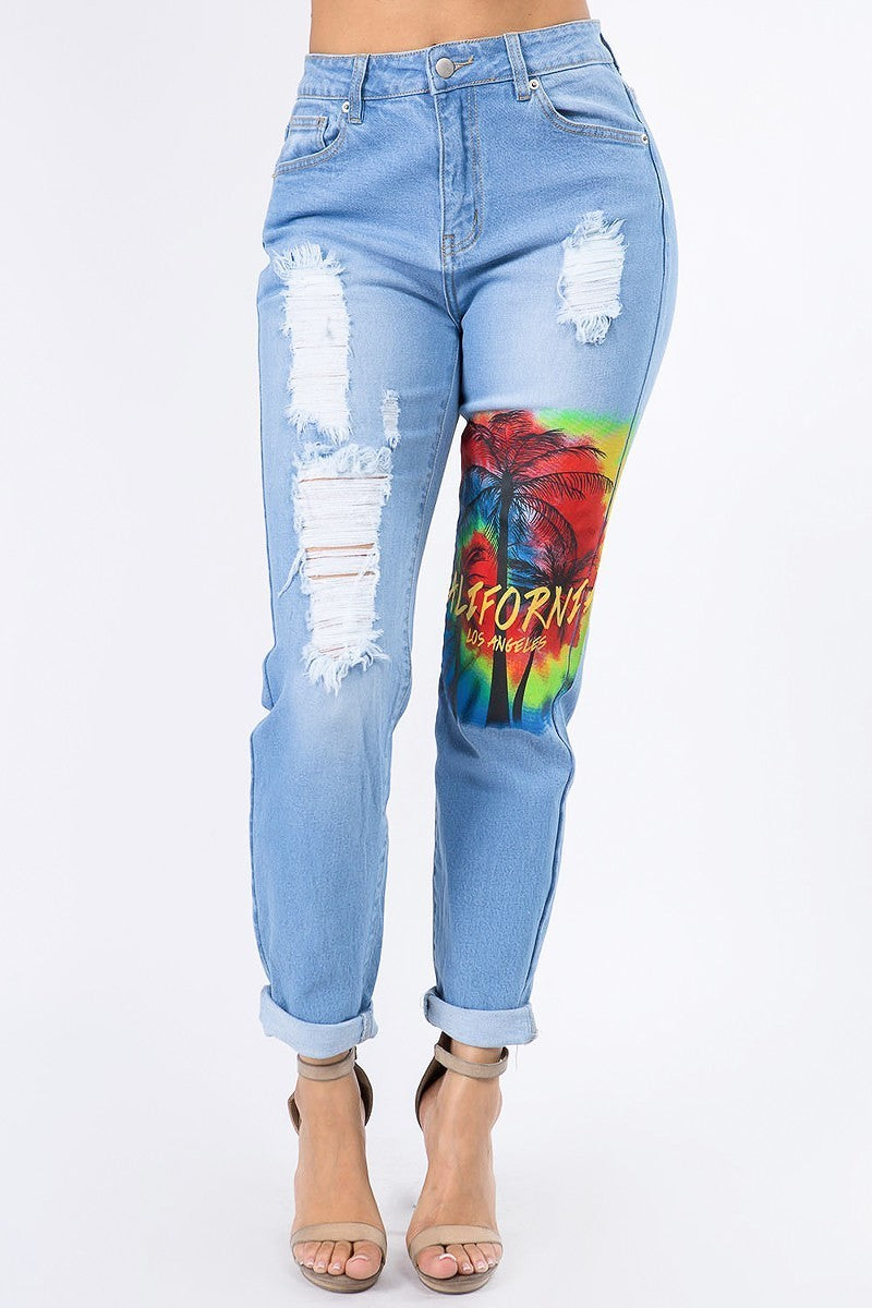 California Painting Slim Straight Jeans - steven wick