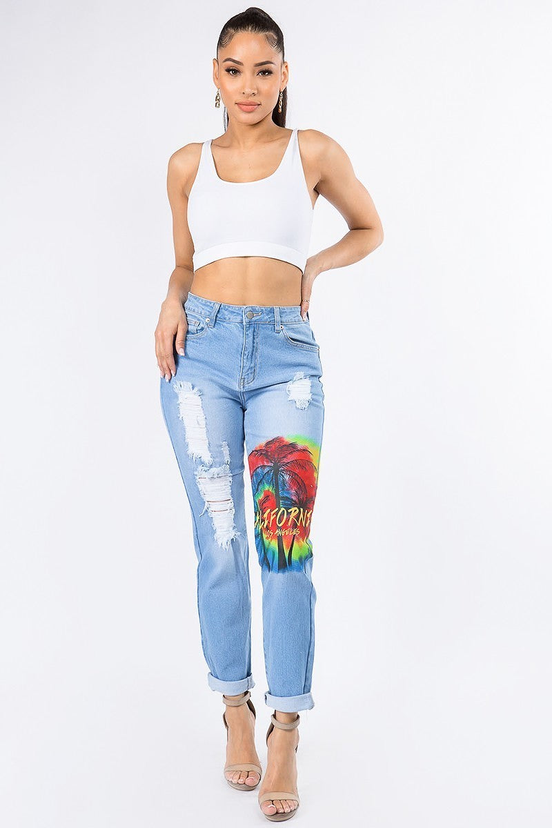 California Painting Slim Straight Jeans - steven wick