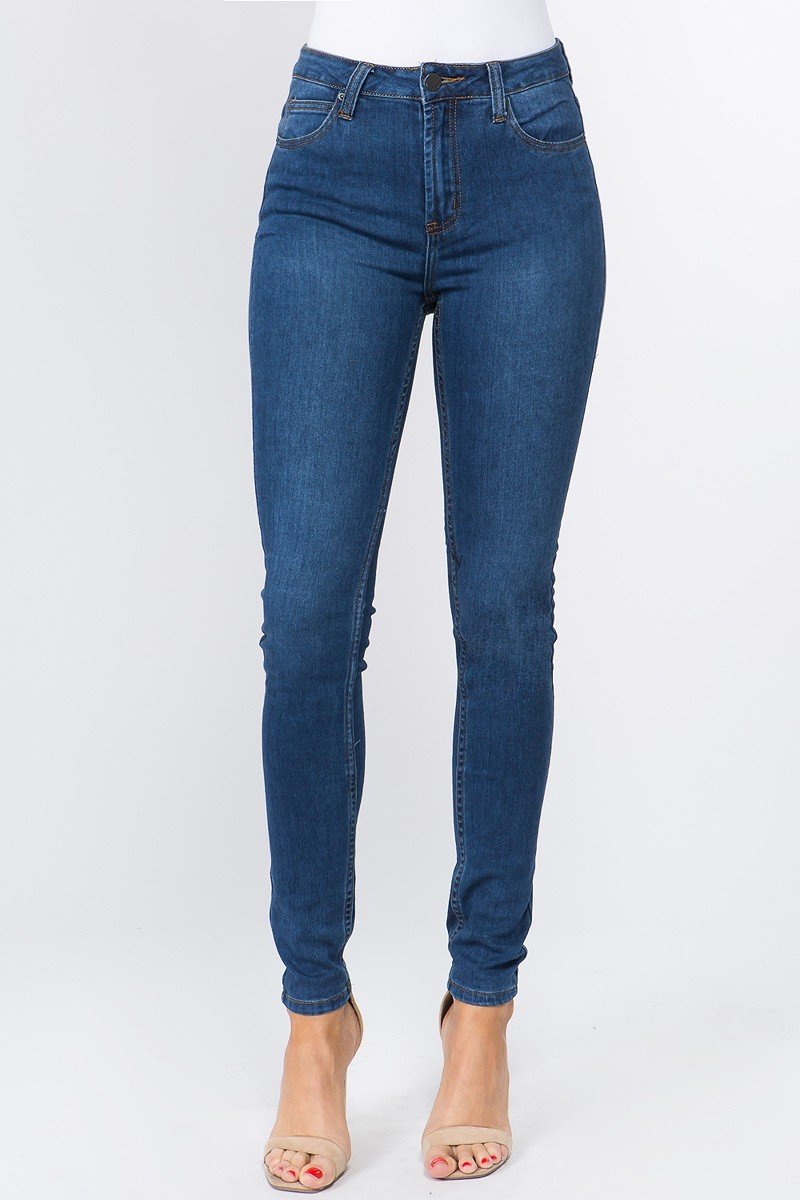 Low Rise Dark Blue Denim Skinny Jeans - steven wick