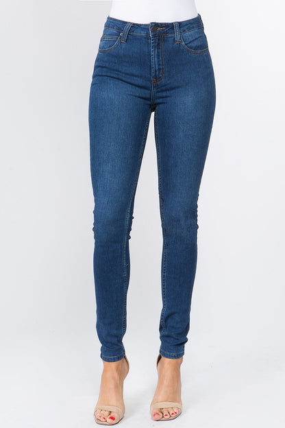 Low Rise Dark Blue Denim Skinny Jeans - steven wick