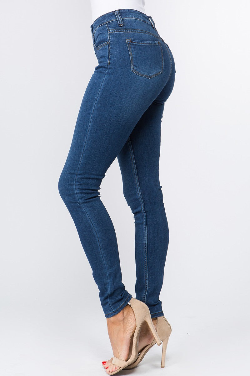 Low Rise Dark Blue Denim Skinny Jeans - steven wick