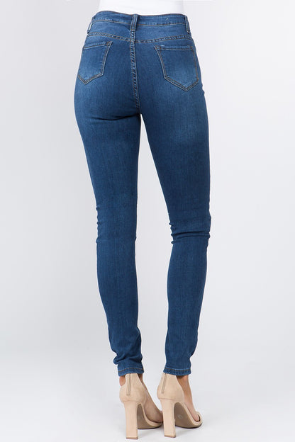 Low Rise Dark Blue Denim Skinny Jeans - steven wick