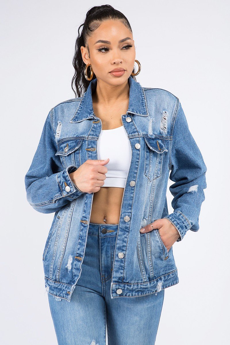 Savage Lion Print Denim Jacket - steven wick