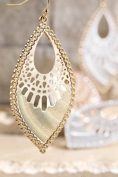 Gold/Silver Marquise Filigree Metal Bead Dangle Earrings - steven wick