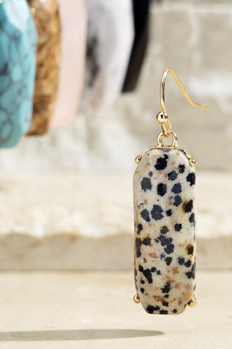 Semi-Precious Stone Dangle Drop Fish Hook Earrings - steven wick