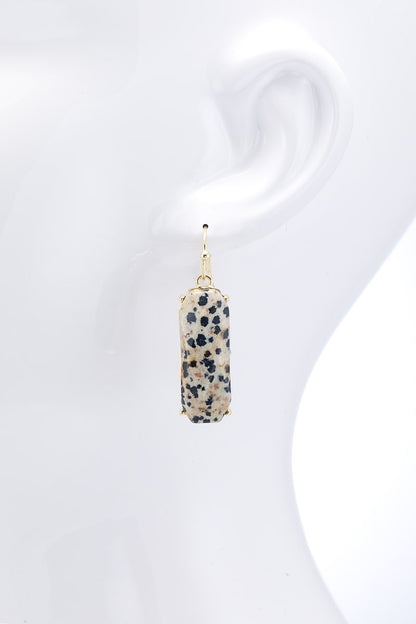 Semi-Precious Stone Dangle Drop Fish Hook Earrings - steven wick
