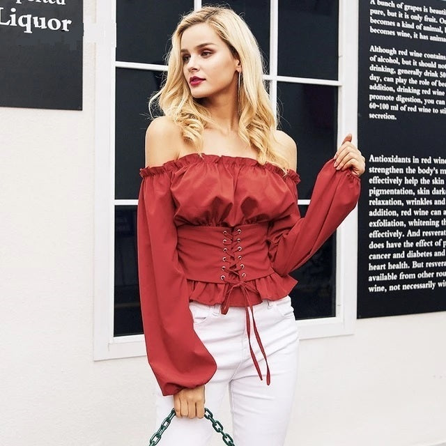 Blake Off Shoulder Lace-Up Corset Top - steven wick