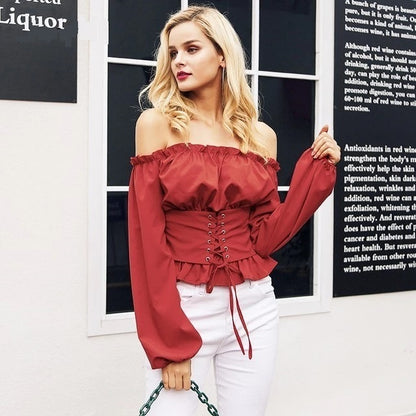 Blake Off Shoulder Lace-Up Corset Top - steven wick