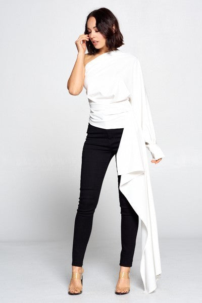 Off White One Balloon Sleeve Cut-Out Top - steven wick