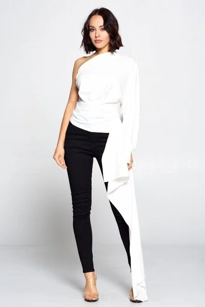 Off White One Balloon Sleeve Cut-Out Top - steven wick