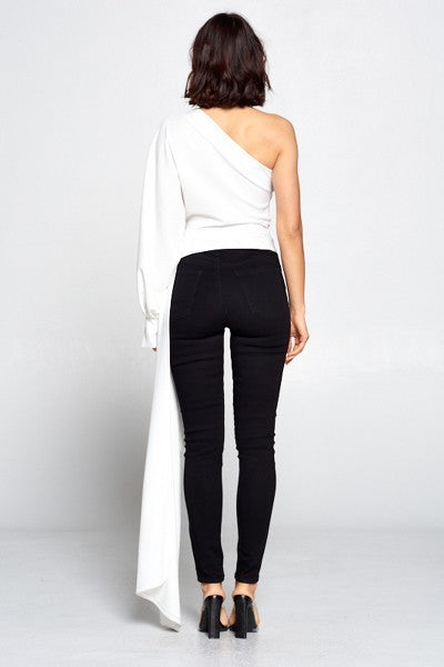 Off White One Balloon Sleeve Cut-Out Top - steven wick