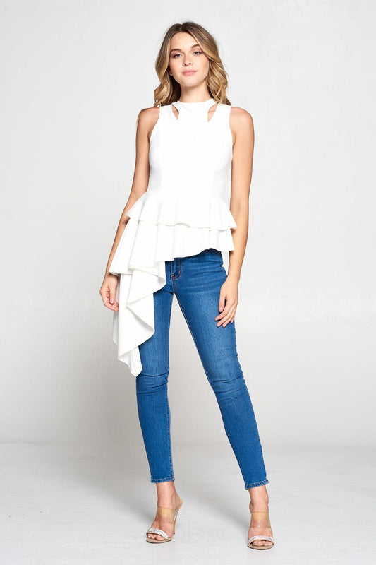 Viola Asymmetric One-Sided Drape Sleeveless Top - steven wick