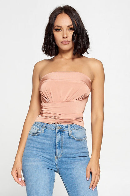 Jenna Multiway Self-Tie Peach One Shoulder Bodysuit - steven wick