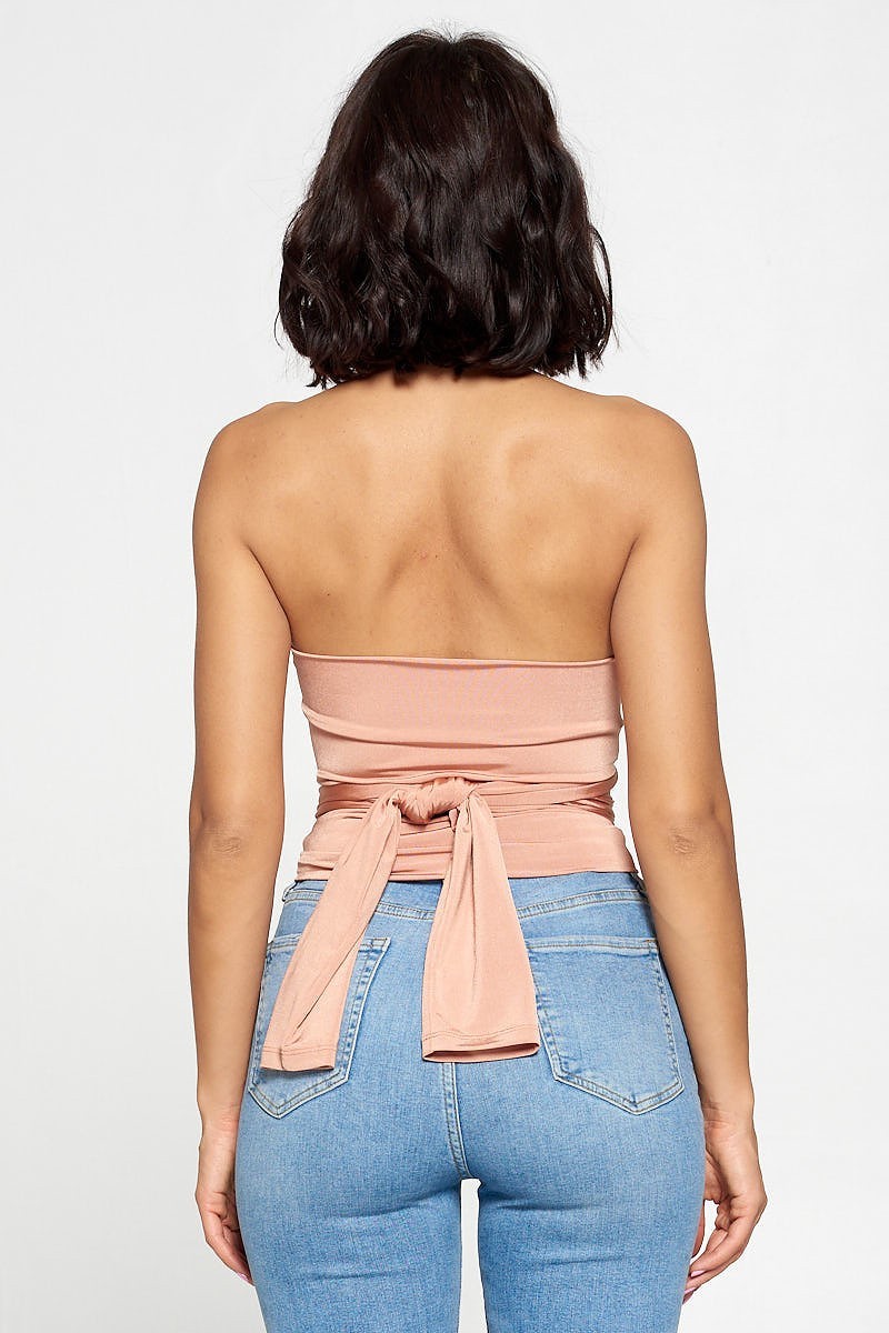 Jenna Multiway Self-Tie Peach One Shoulder Bodysuit - steven wick