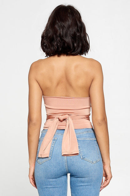 Jenna Multiway Self-Tie Peach One Shoulder Bodysuit - steven wick