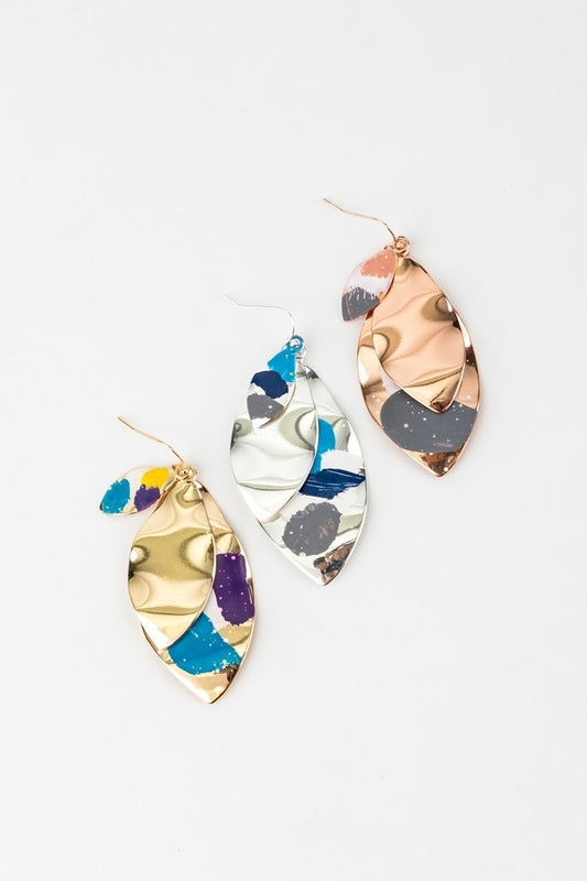 Paint Splash Layered Hook Dangle Earrings - steven wick