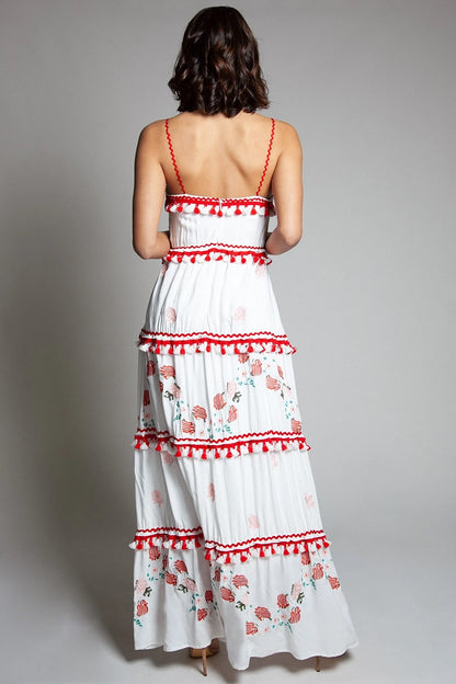 Floral Embroidered Sleeveless Floral Print Maxi Dress - steven wick